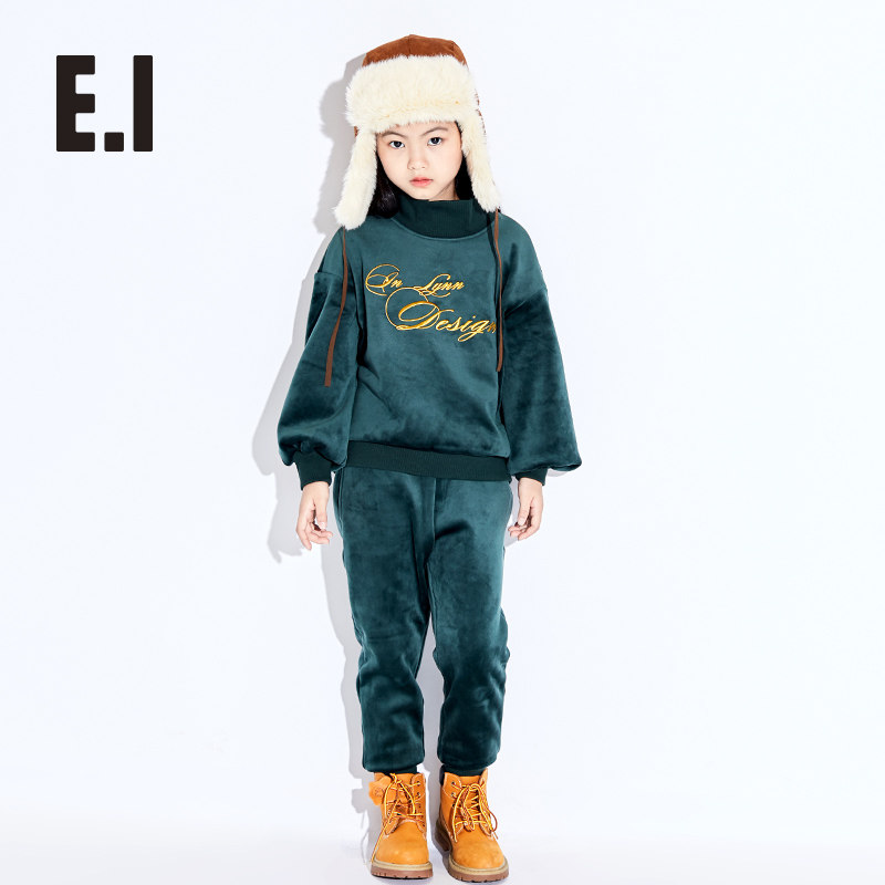 秋装e.i女童春新品长袖丝绒两件套 EI童装亲子装/亲子时装