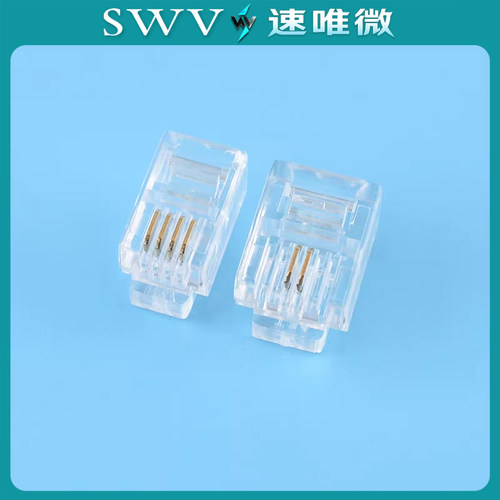 电话线水晶头2芯4四电话传真座机连接线器插接头4P4C 20只 - 图2