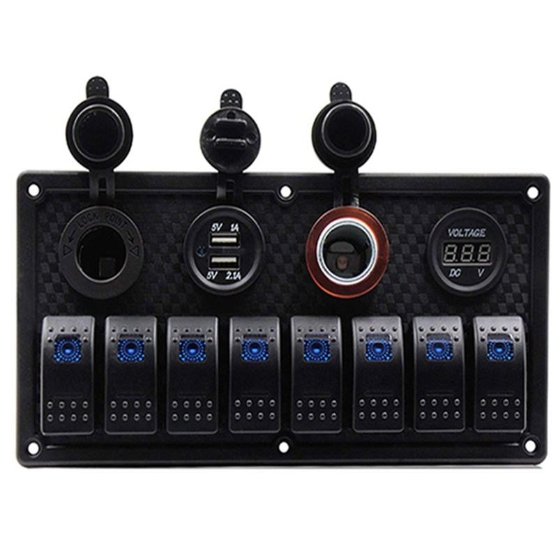 8 Gang Rocker Switch Panel Circuit Breaker Overload Protecte-图1