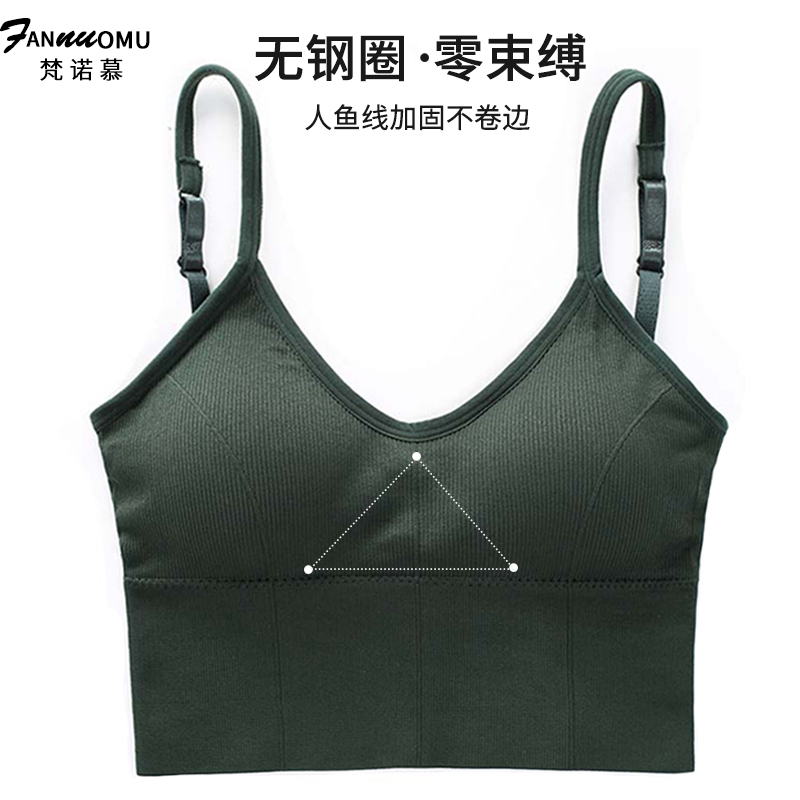 梵诺慕旗舰店美背吊带网红爆款卡卡同款大U型收腹背心运动文胸抹胸内衣裹胸女0