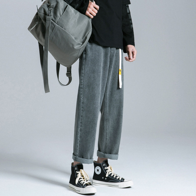 港仔文艺男韩版九分裤男士子牛仔裤 港仔文艺男牛仔裤