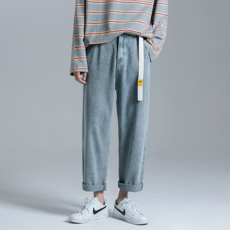 港仔文艺男韩版九分裤男士子牛仔裤 港仔文艺男牛仔裤