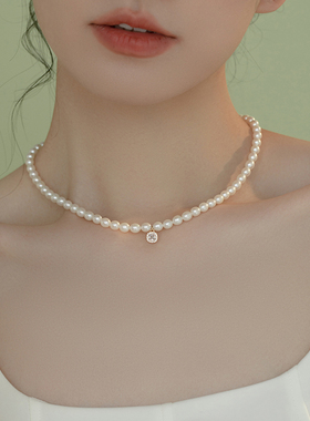 方钻方块天然淡水珍珠项链