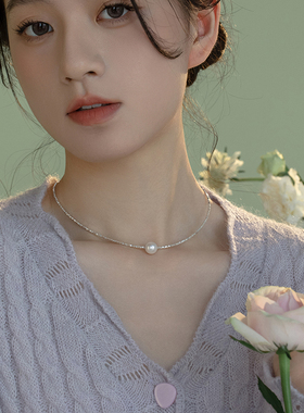 银河璀璨碎银子珍珠项链