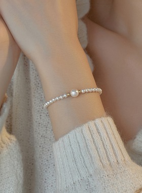 小众施家珍珠手链弹力绳