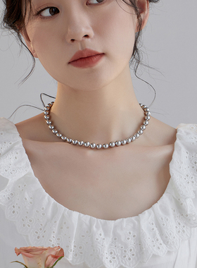 真多麻银灰色施家珍珠项链