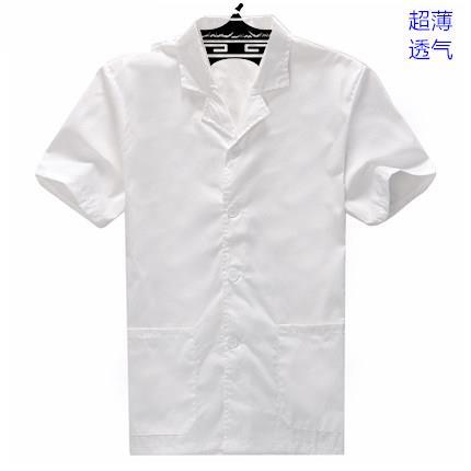 的确良厨师服短袖薄款透气学校食堂白色男女工作服食品厂夏季工服 - 图0