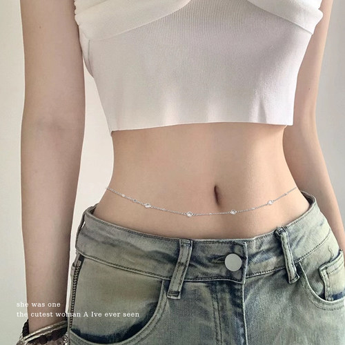 银色金属细腰链配裙子高级感腰间链条配饰身体链女性感情趣肚脐链 - 图1