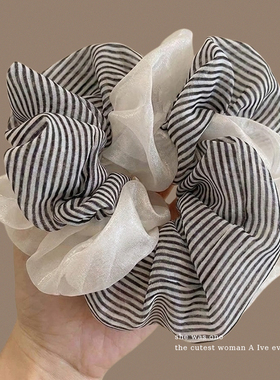 巨好看网纱条纹大肠发圈女高级感