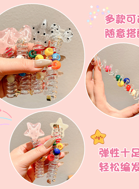 儿童波点电话线发绳女泡泡辫头绳