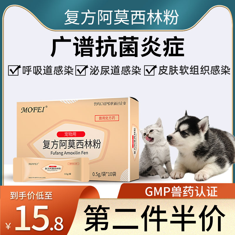 mofei 狗狗猫咪感冒药宠物用阿莫西林肺部感染伤口间接消炎 - 图0