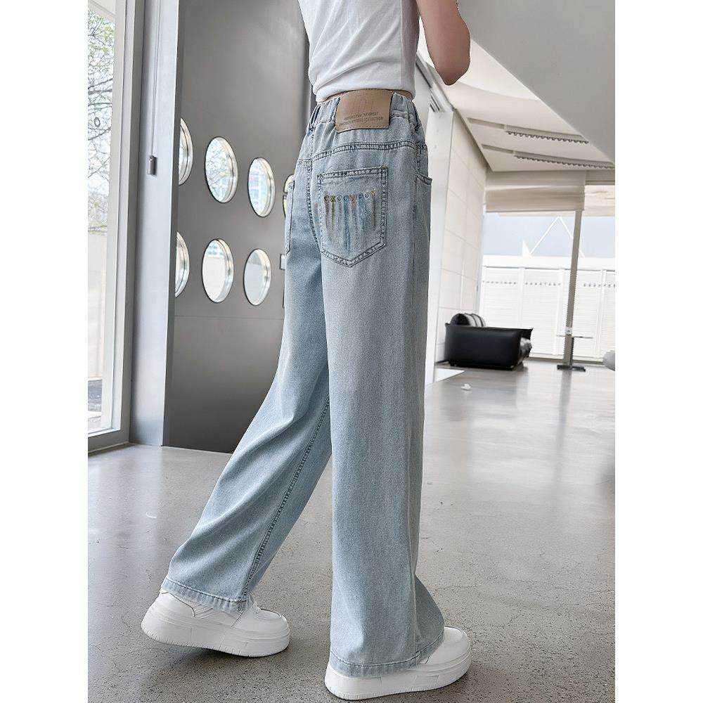 女童裤子夏季薄款2025新款夏装女大童洋气窄版阔腿儿童天丝牛仔裤,淘宝优惠券,粉丝福利购,淘宝优惠卷