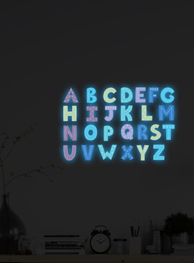 夜光新款英文26字母墙面贴纸背景