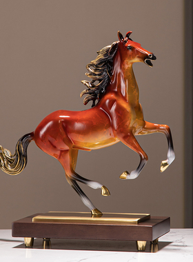 马到成功黄铜马摆件新中式高档客厅办公室领导装饰品公司开业礼物