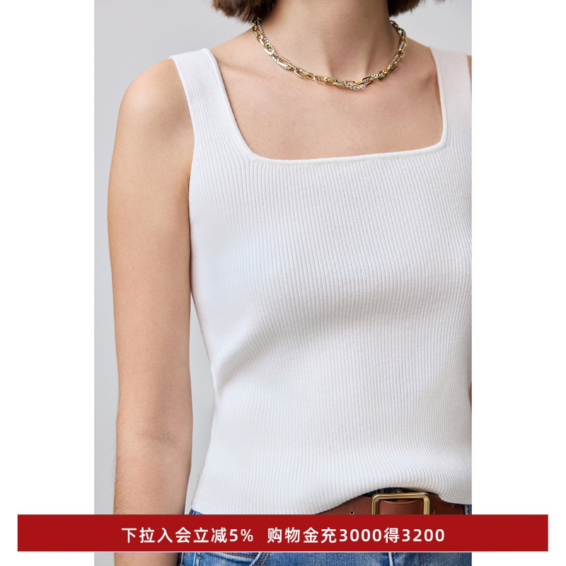 LILY2025夏新款女装简约基础款纯色百搭方领针织吊带背心内搭打底