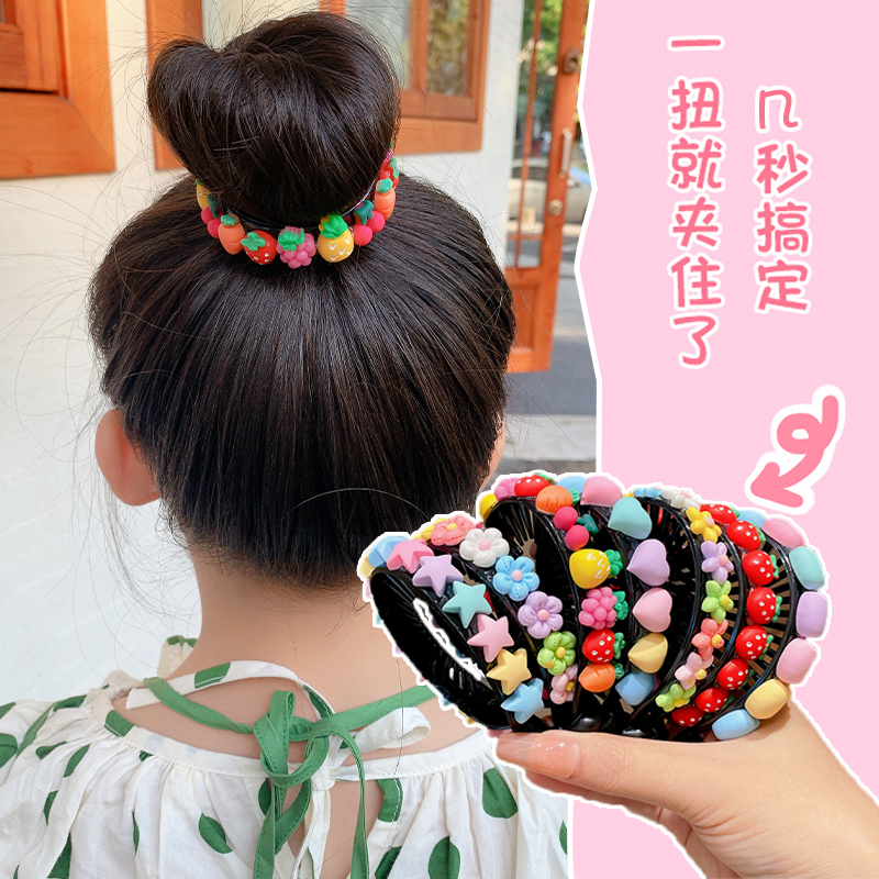 儿童发夹丸子头神器盘头蓬松发饰懒人花苞头半扎发女童马尾扣抓夹_童装_婴儿装_亲子装