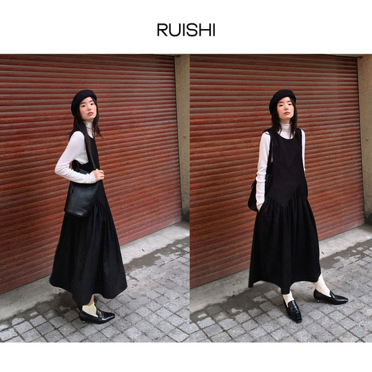 RUISHI芮时 美拉德穿搭 不规则结构设计感背心裙无袖连衣裙女秋冬
