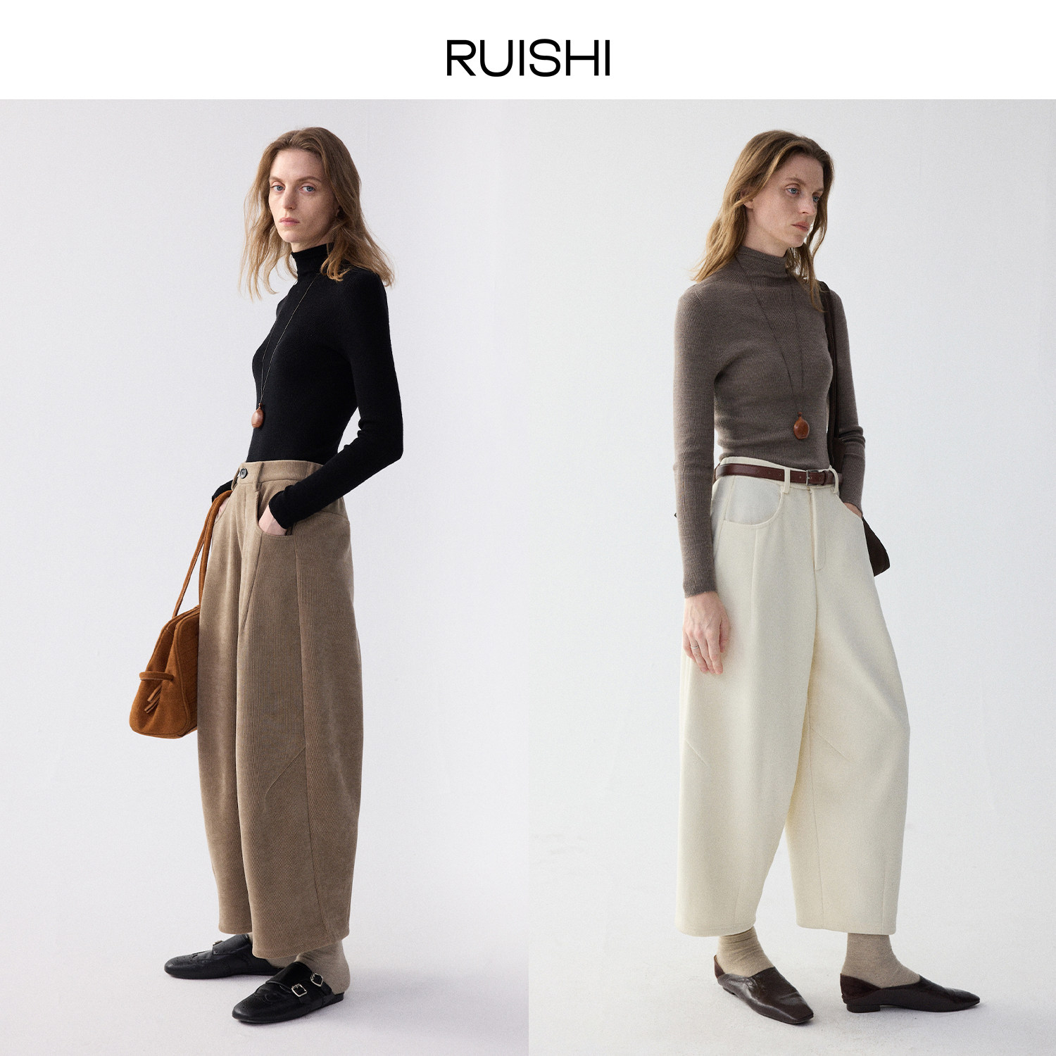 RUISHI芮时 “暖绒新语”复古灯芯绒加绒加厚九分裤香蕉裤女冬,淘宝优惠券,粉丝福利购,淘宝优惠卷