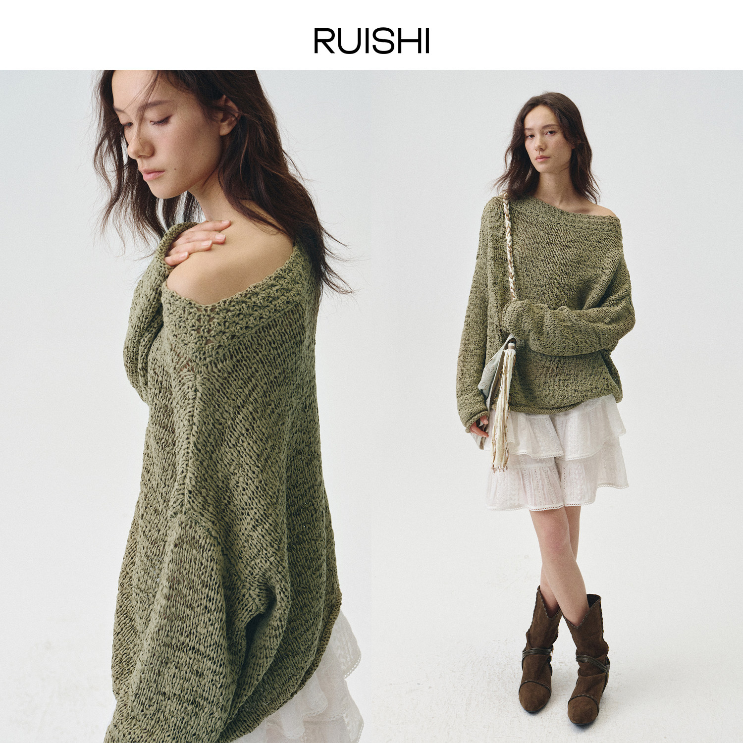 RUISHI芮时“疏影间奏”一字领钩花罩衫