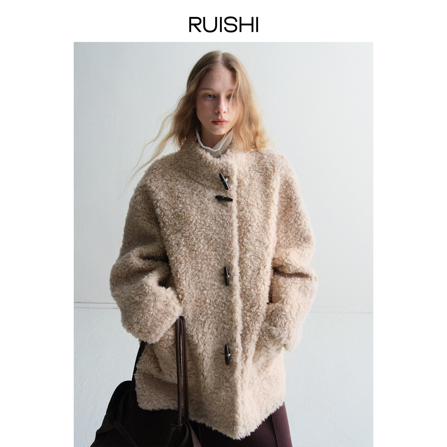 RUISHI芮时 “雪国印象”100绵羊毛颗粒绒大衣毛绒毛呢外套女冬,淘宝优惠券,粉丝福利购,淘宝优惠卷