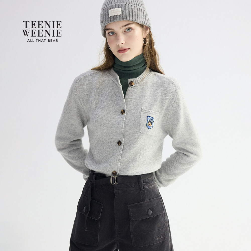 【赵露思同款】TeenieWeenie小熊绵羊毛针织开衫毛衣短款外套女装