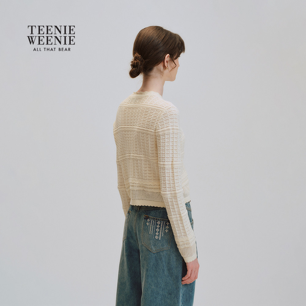 TeenieWeenie小熊女装毛针织开衫26年春新款休闲时尚宽松长袖毛衣