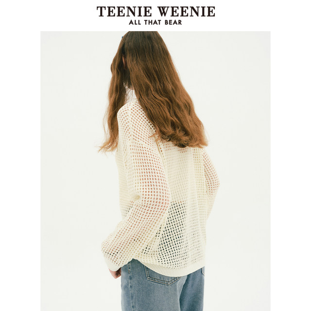 TeenieWeenie Bear Ole Autumn Section Dyed Hollow Pullover Sweater Loose Lazy Knitted Sweater Women