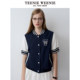 TeenieWeenie Bear Outlet Women's Jacket Autumn Striped Contrast Color ແຂນສັ້ນ Embroidered Baseball Top