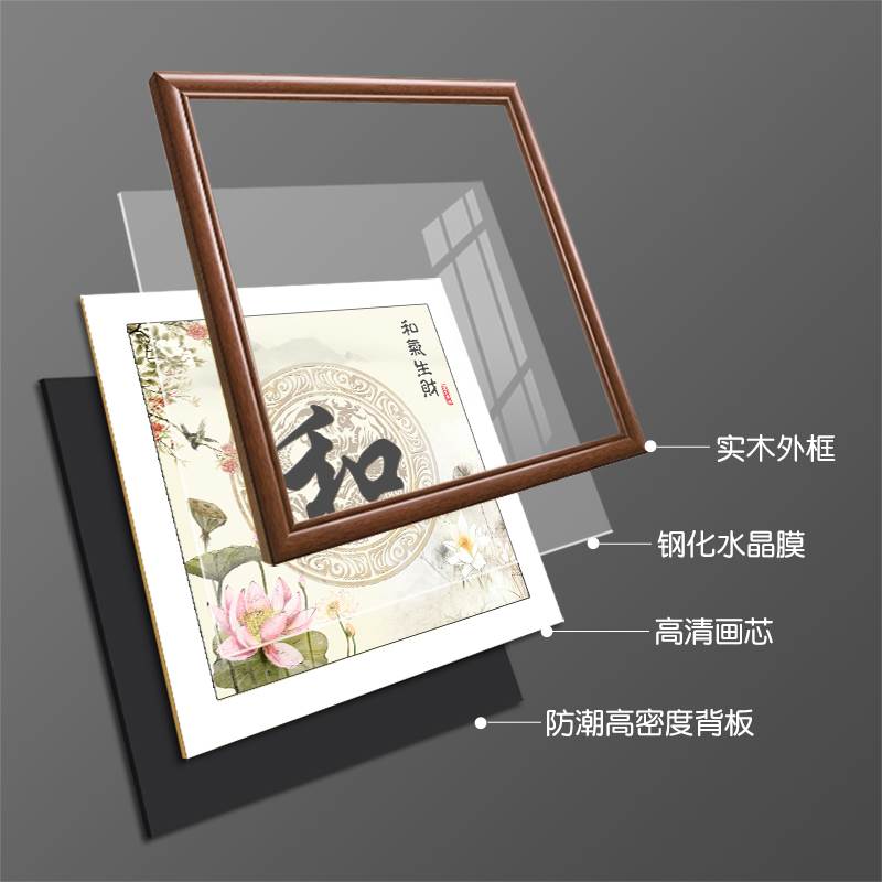 中式卧室床头装饰画主卧和气生财挂画玄关背景墙和字壁画字画餐厅 - 图0