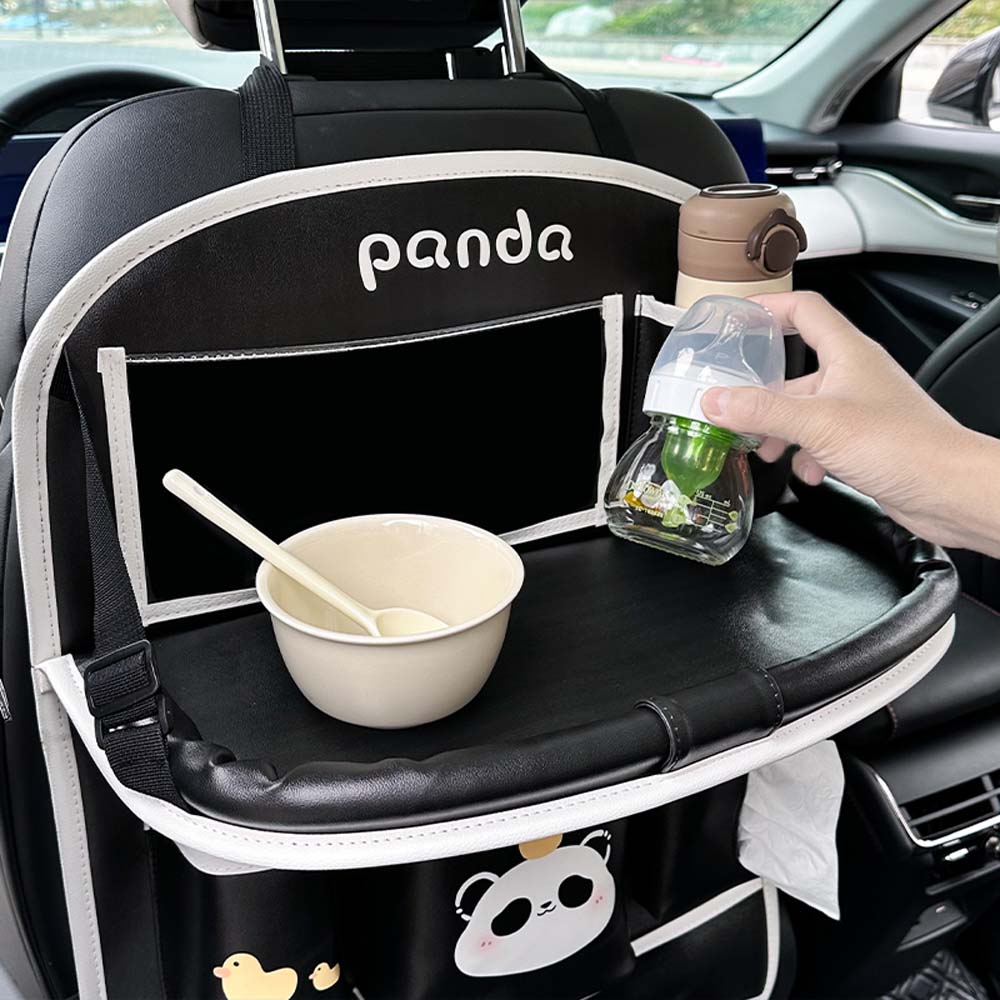 汽车座椅后背收纳袋车载后排防踢垫车内折叠小桌板储物置物架挂袋 - 图1