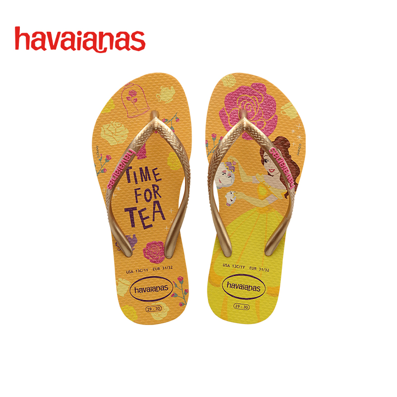 Havaianas哈唯纳Slim Princess迪士尼公主夹脚人字拖夏季童款海边 - 图1