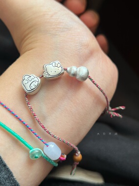 不闲原创手作 三丽鸥福禄葫芦纯银手工小手绳