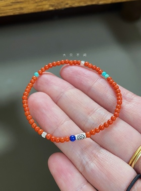 不闲原创吊坠 岁岁“红”福 瓦西料天然mini南红小米珠手串