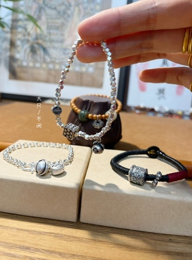 不闲原创手作 碎银小手链 无事小隔珠 吉利小橘子