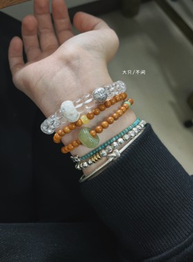 不闲原创手作 清迈原版简约打结银镯 纯银银镯