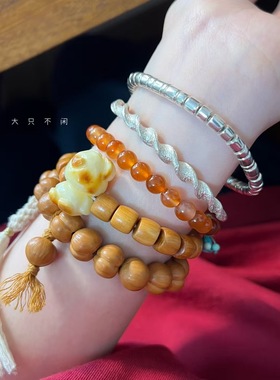 不闲原创手作 银河武士 碎片银珠 纯银叠戴手串