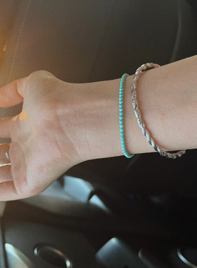 不闲原创手作 两股麻花～s925纯银缠绕麻花绞丝银镯 时尚小众设计