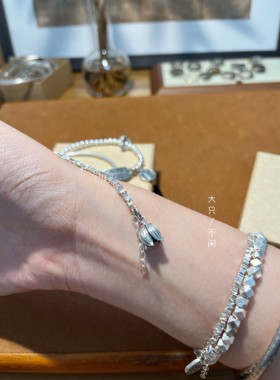 不闲原创手作 大只不闲碎银铃兰花手链 纯银 生日礼物