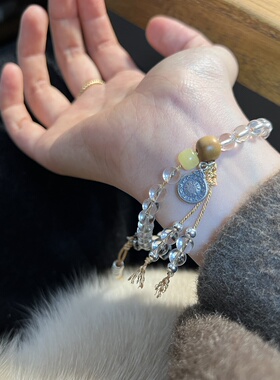 不闲原创手作 白水晶能量念珠 透亮白水晶无优化天然手链女