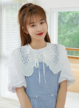 朦胧绝美高级感配连衣裙的领子蕾丝花边小披肩女夏季白色防晒云肩