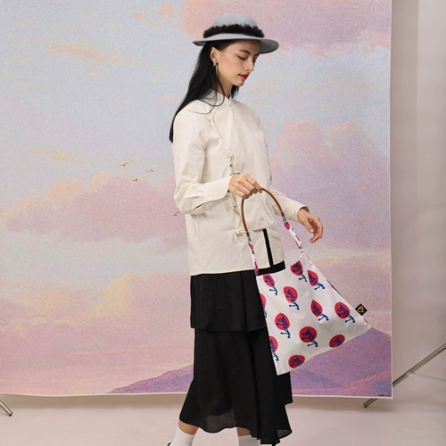 Оригинальный небольшой дизайнерский хлопковый шоппер, сумка через плечо