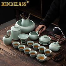 High-end Ice Cracking Korn Tea Suit Light Lavish Home Living Room Ceramic Tea Tea Pot Open Sheet Tea Cup Courtesy Kit Food