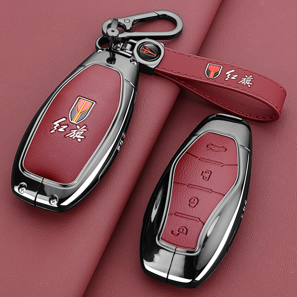 2025款红旗H5钥匙套HS5 H6 H9天工08HQ9HS7 HS3 EH7车金属扣壳男 - 图3