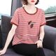 Inpenny summer mom ເສື້ອທີເຊີດ embroidered striped