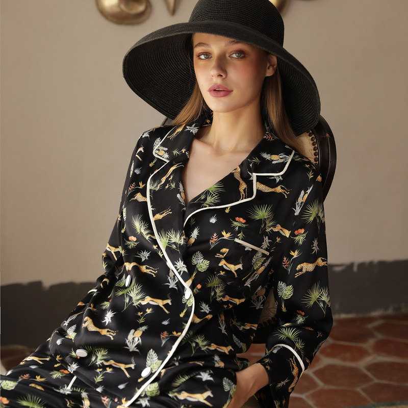 真丝ins风长袖两件套重磅春秋睡衣 逸质睡衣/家居服套装