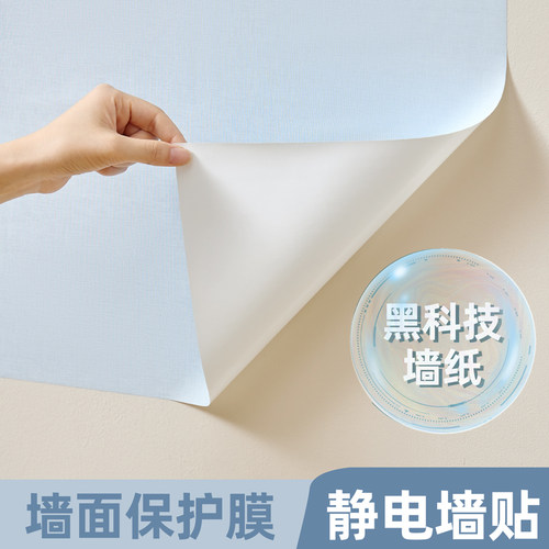墙面静电墙纸自粘遮丑壁纸墙壁防水防潮可擦洗白板墙上保护膜墙贴 - 图1