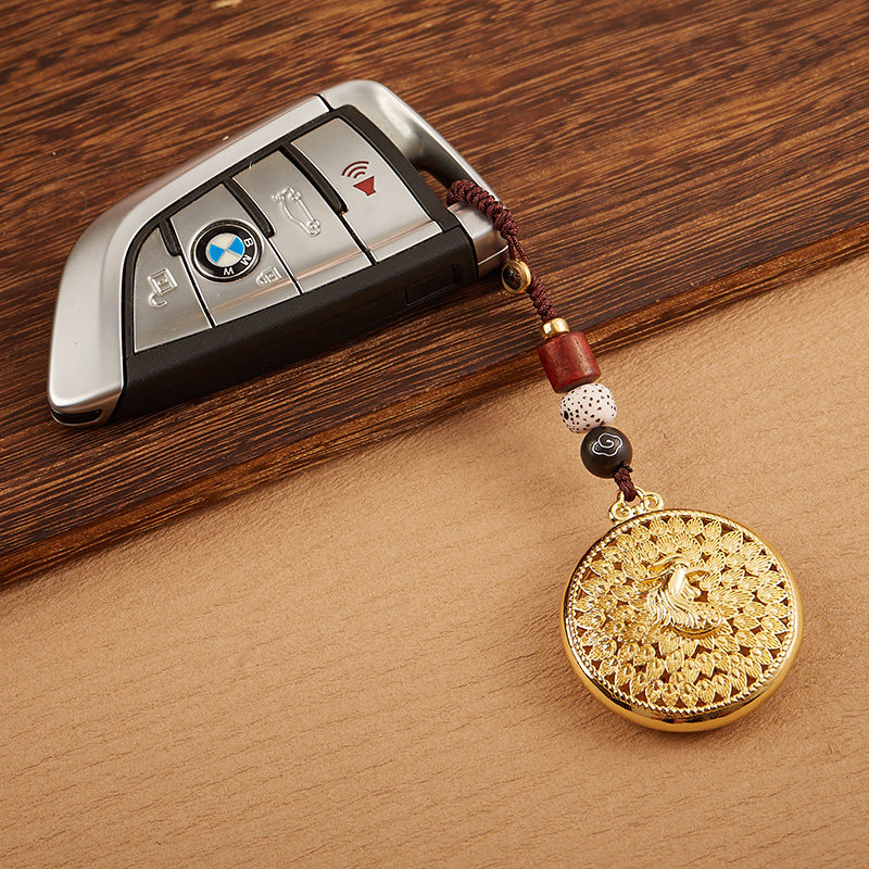 黄铜镀沙金凤凰汽车钥匙扣挂件吊坠高级感男女复古手工编织礼物,淘宝优惠券,粉丝福利购,淘宝优惠卷