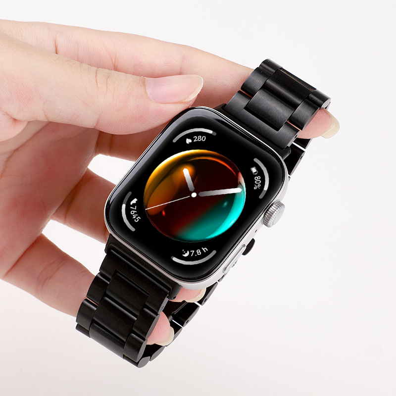 适用华为fit4表带不锈钢金属腕带新款华为watch4pro三钢珠替换带fit3高级感男款女流行夏天智能运动手表表链 - 图1