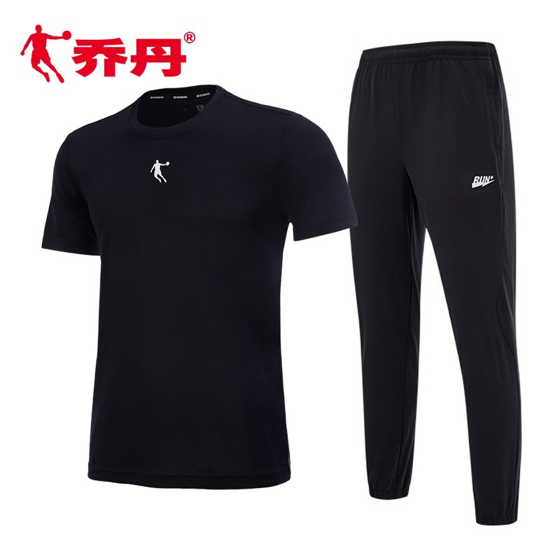 Jordan Sports Set Men's Summer New Quick Drying Short Sleeve T-shirt Long Pants Running Fitness Sportswear Two Piece Set Men's