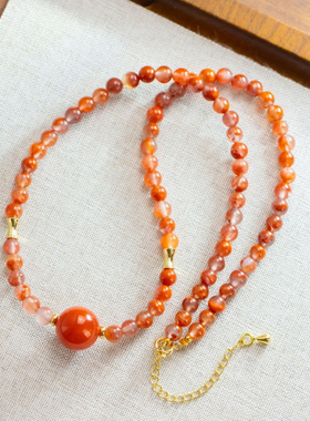 熹瑞南红玛瑙锁骨链65